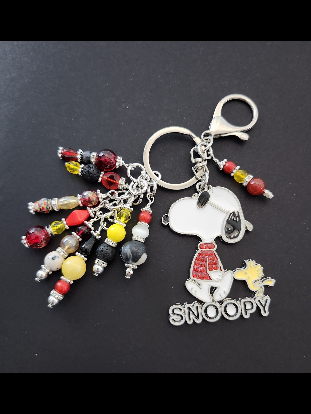 Snoopy Woodstock Purse Charm or Keychain Jasper Carnelian Granite Handcrafted